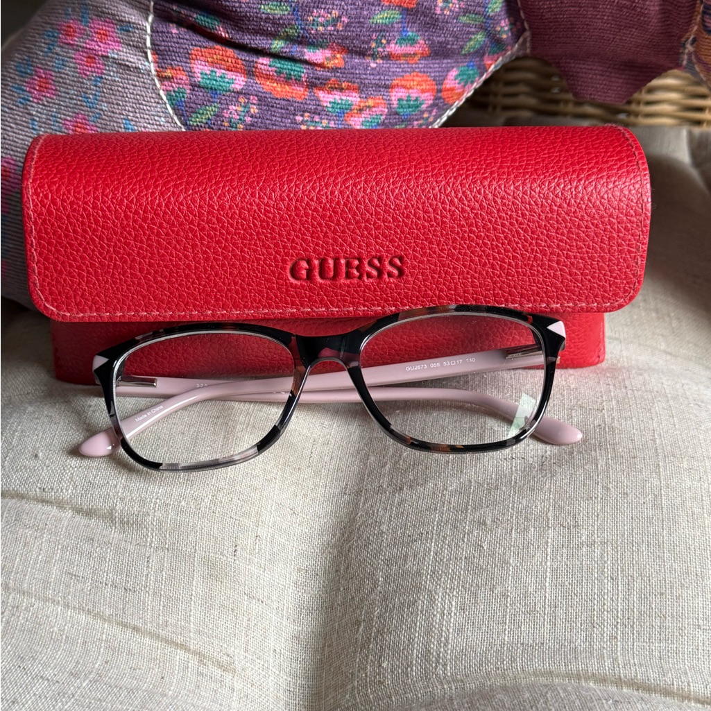 Guess Women’s Tortoise Shell With Pink Eyeglasses